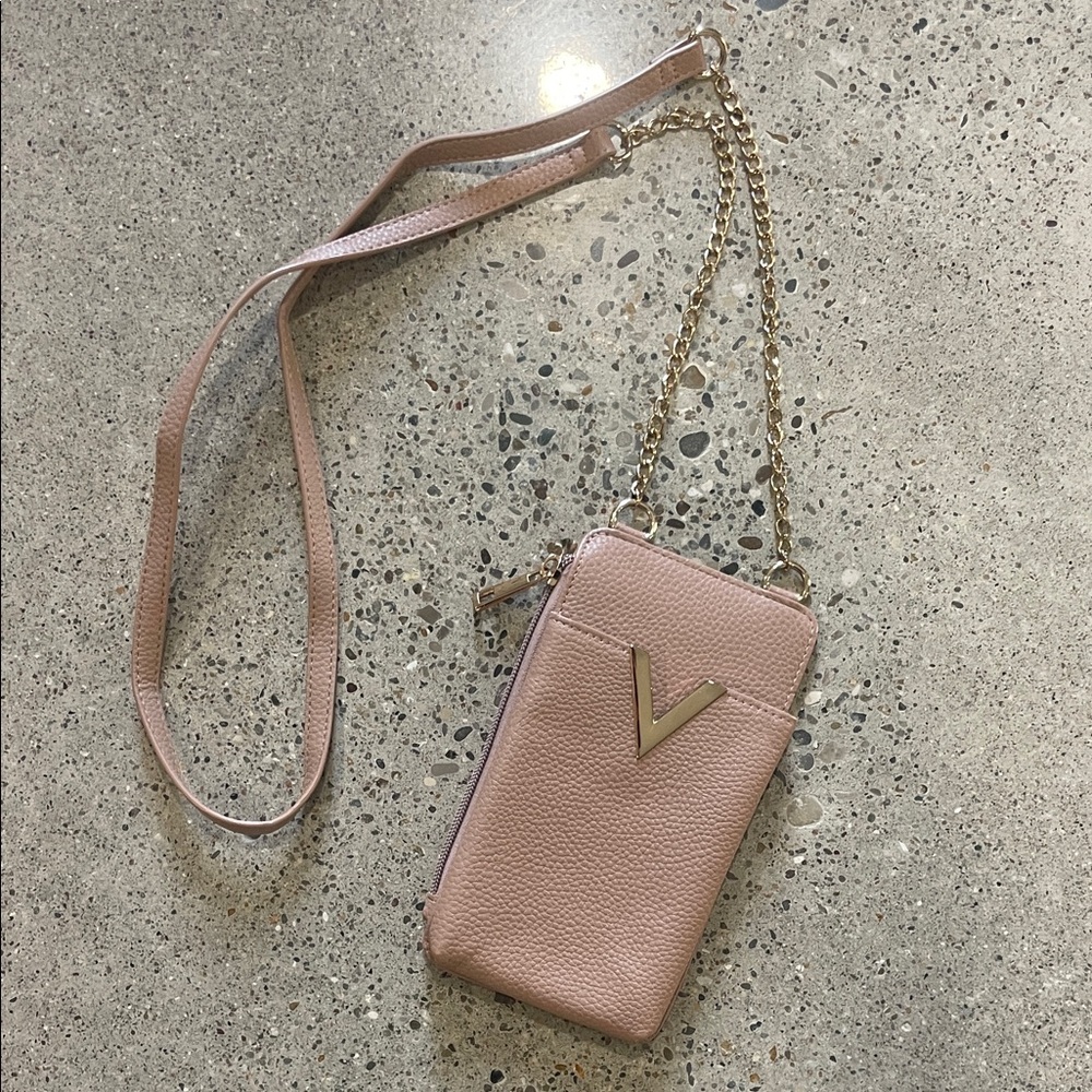 Chic Blush Crossbody Bag with Gold Chain